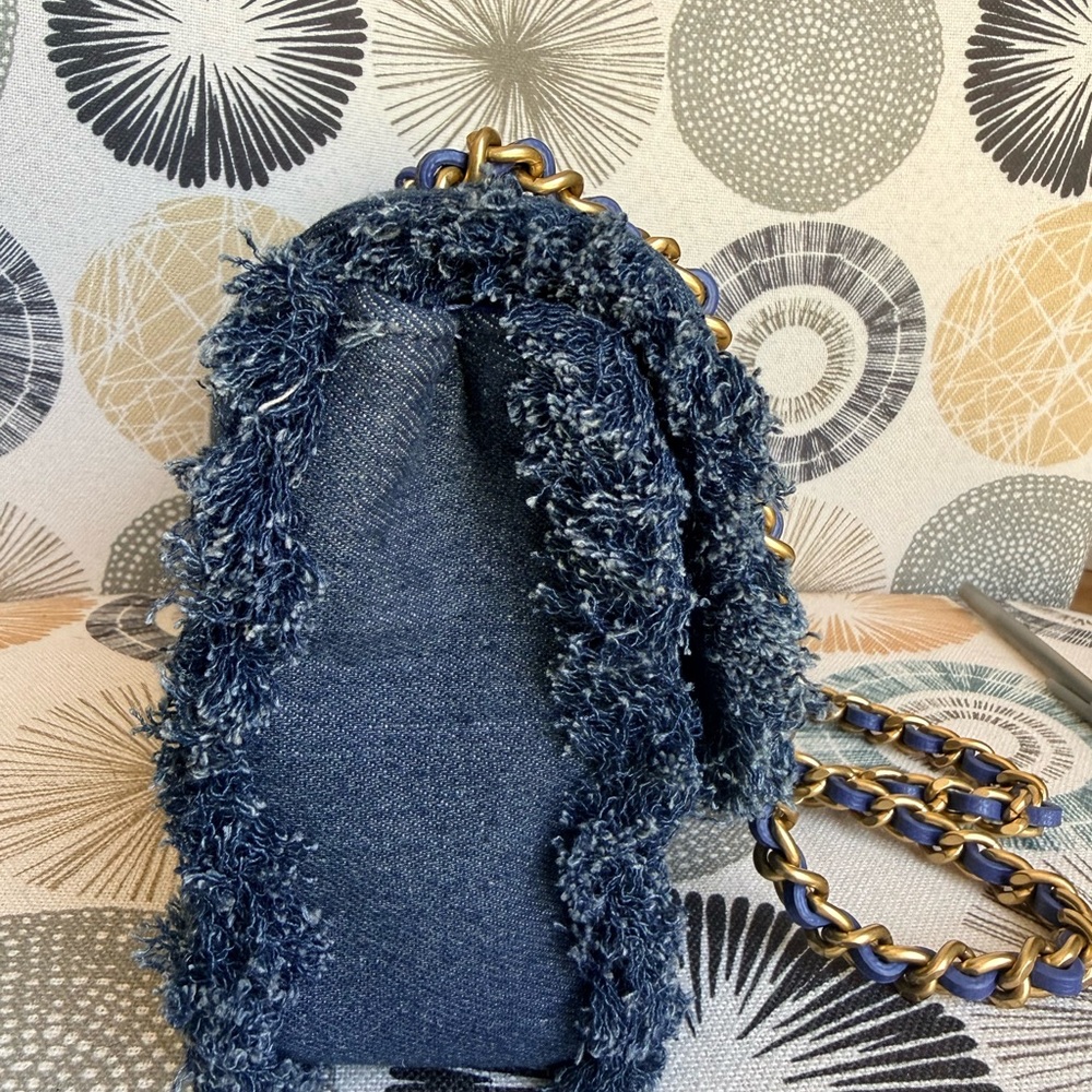 Karl Lagerfeld Denim Blue Pearl Embellished Shoulder Bag NWT and Dust Bag - Picture 7 of 14